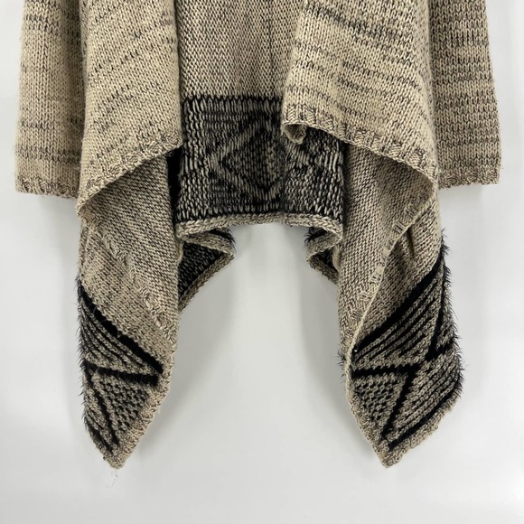 BCBGMaxazria Womens Draped Cardigan Medium Beige Wool Hi/Low Open Shawl - Picture 4 of 9